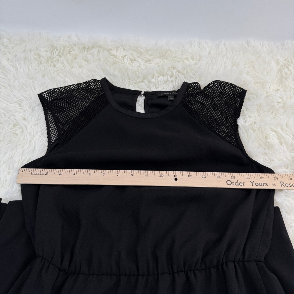 Banana Republic Black Dress Sleeveless Mesh Detail Casual Size 6 LBD Boho Chic - Picture 4 of 16